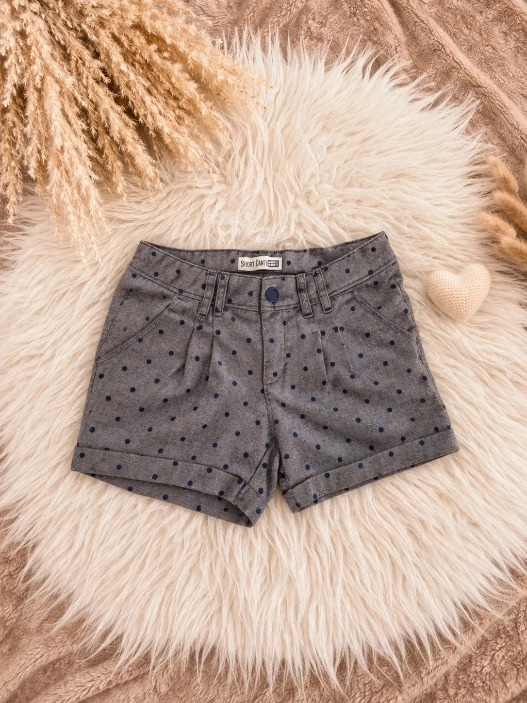 Short fille Obaïbi – Taille 10 ans – Gris à pois